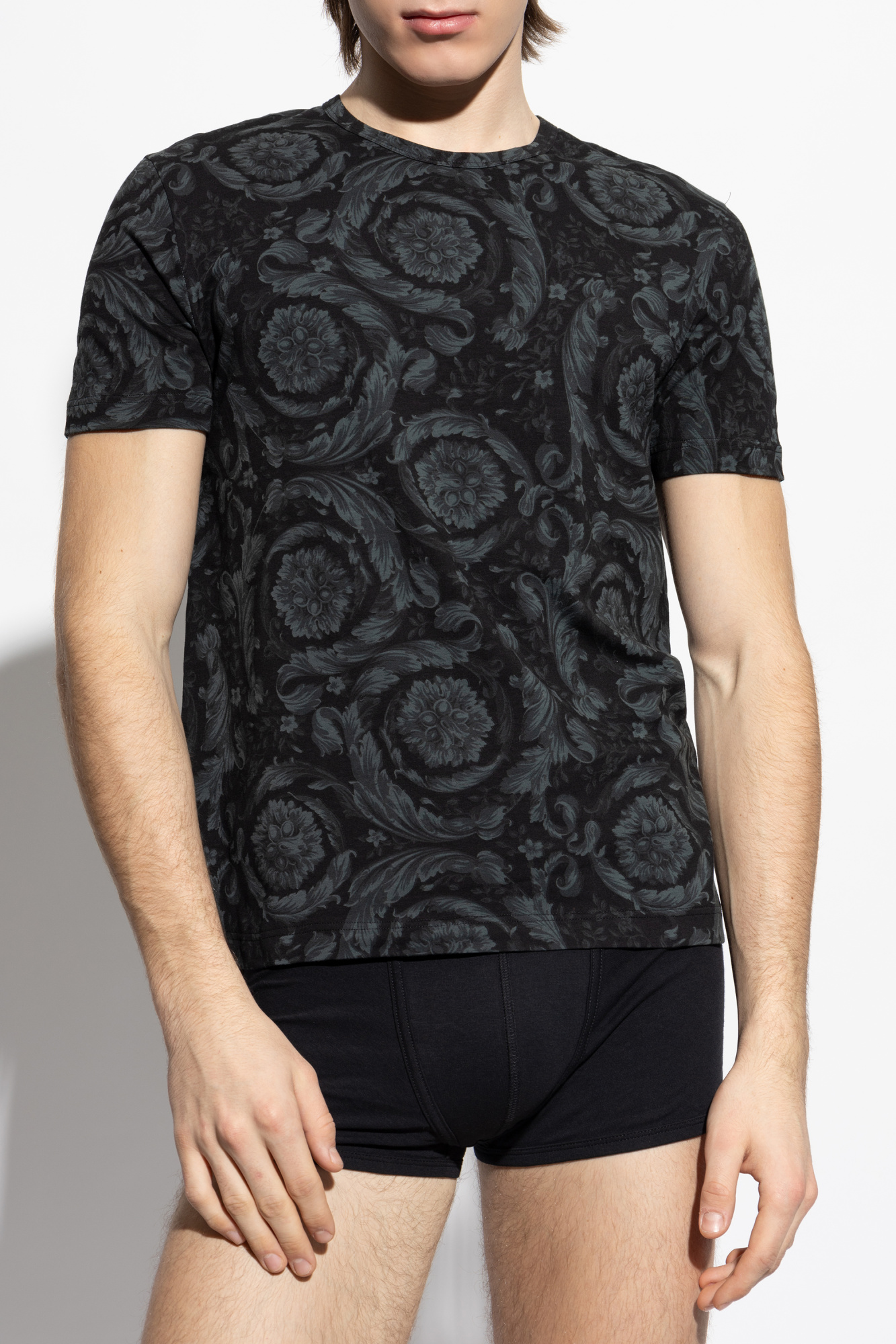 VERSACE|UNDERWEAR SHIRTS (BAROCCO UNDERSHIRT (1000959 1 Black Undershirt T-shirt with Barocco print Versace - Vitkac AS